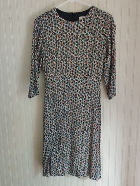 LOFT Teal, Coral and Cream Floral Midi Dress 2P